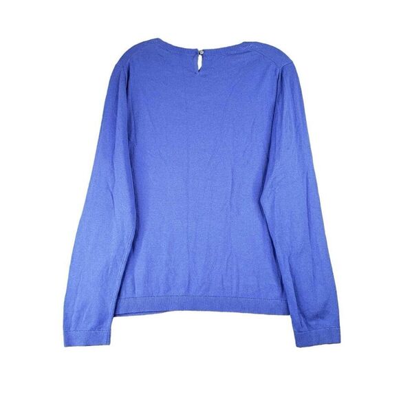 Talbots Sweater Women's Large Blue Sailboat Coastal Beach Pullover Cotton - Picture 3 of 8